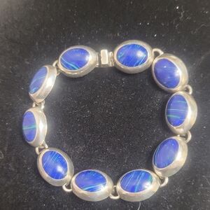 Vintage Sterling Silver 950 TAXCO Designer  Lapis Lazuli  Bracelet